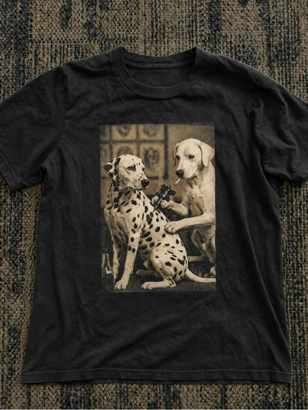 Dog Tattoo Graphic Tee - Black